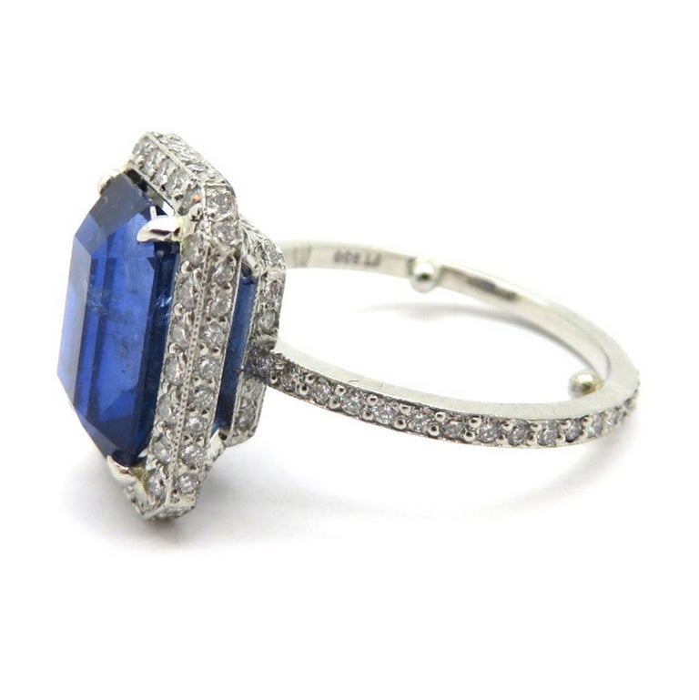 Platinum Estate Vintage Emerald Cut Sapphire and Diamond ... (768 x 769 Pixel)