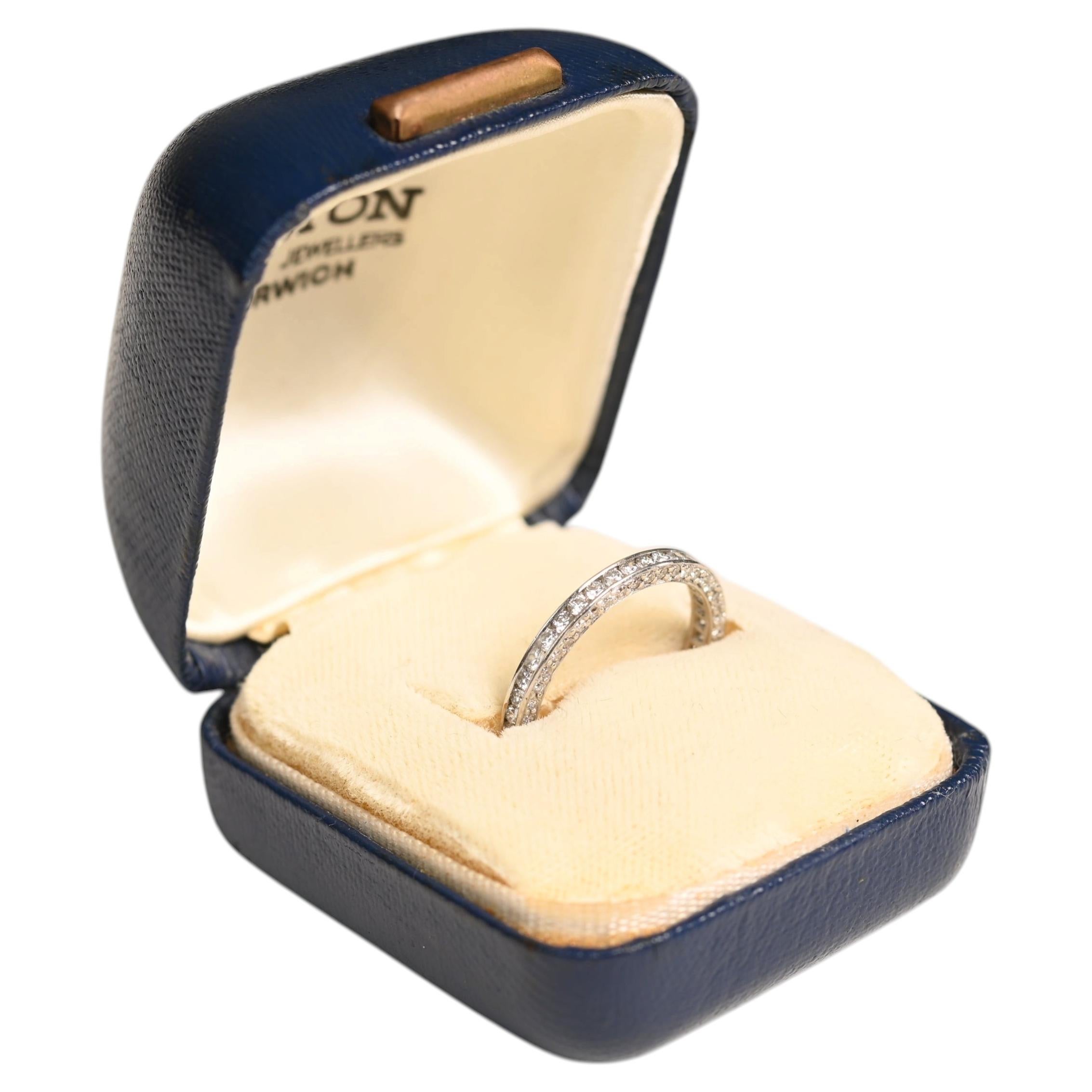 Platinum Eternity Band. Diamond Each Side Wedding Band Platinum H VS 2.50mm For Sale
