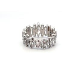 Platinum Eternity Band Ring with 3.49 Marquis & Tapered Baguette Diamonds Size 8