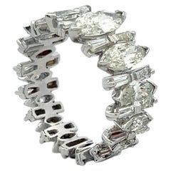 Platinum Eternity Band Ring with 3.49 Marquis & Tapered Baguette Diamonds Size 8