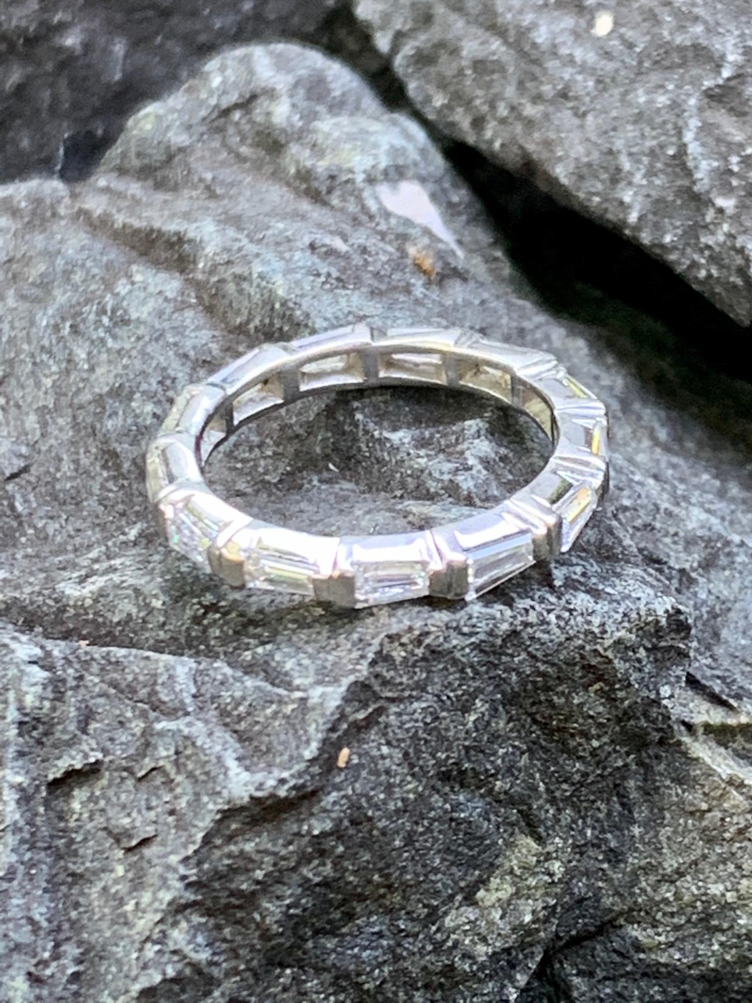 Baguette Cut Platinum Eternity Band with 1.0 Carat Tapered Baguettes Diamonds - Size 5 1/2