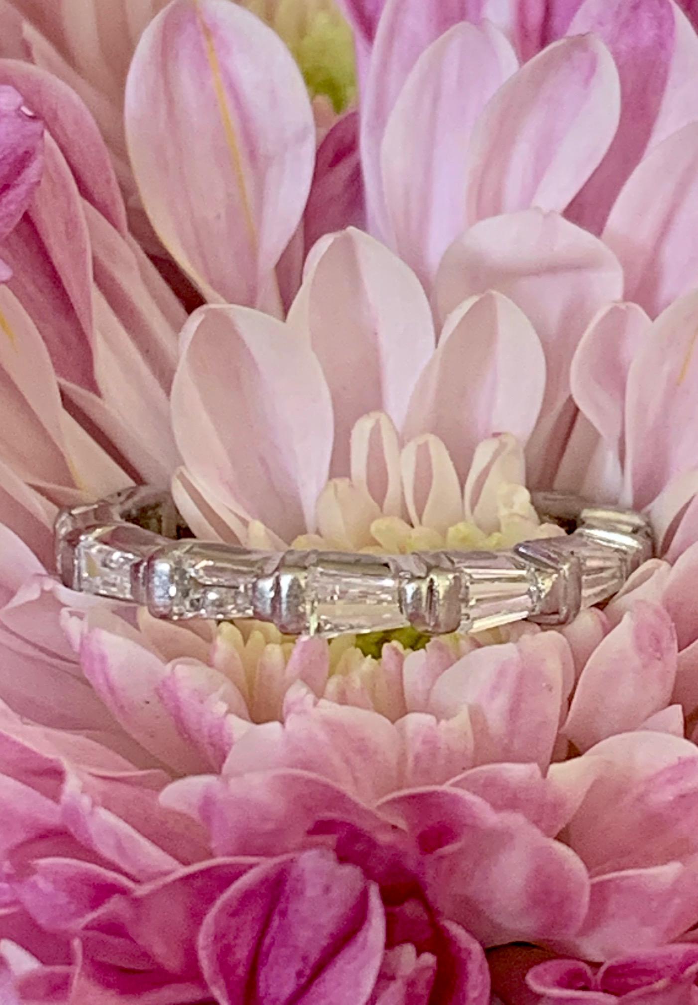 Platinum Eternity Band with 1.0 Carat Tapered Baguettes Diamonds - Size 5 1/2 In Good Condition In St. Louis Park, MN
