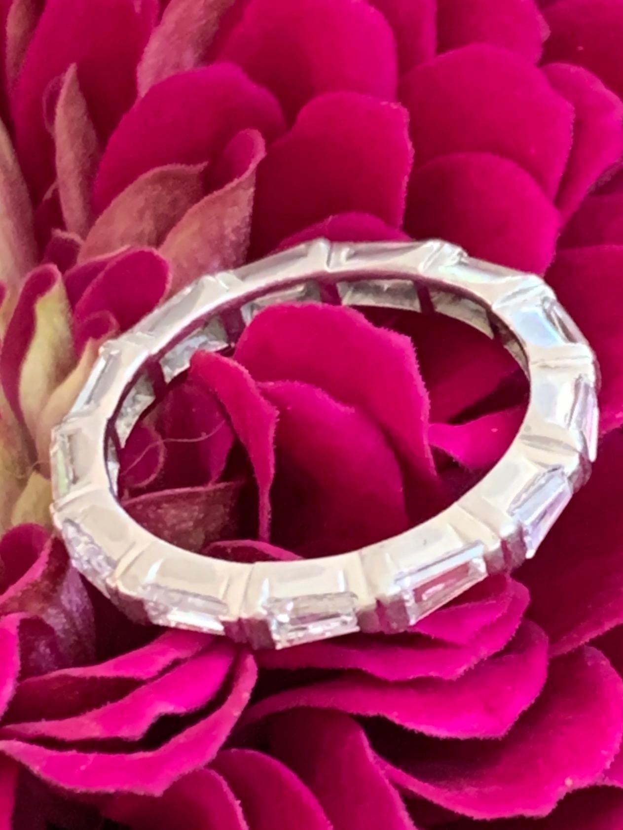 Women's Platinum Eternity Band with 1.0 Carat Tapered Baguettes Diamonds - Size 5 1/2