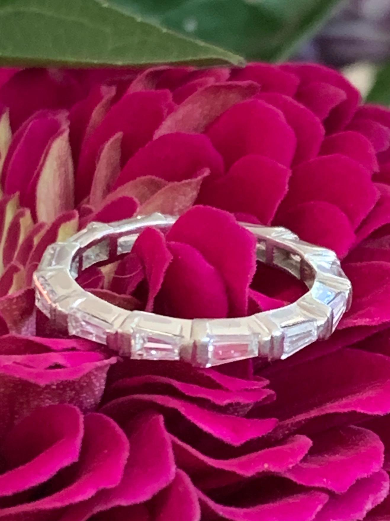 Platinum Eternity Band with 1.0 Carat Tapered Baguettes Diamonds - Size 5 1/2 1