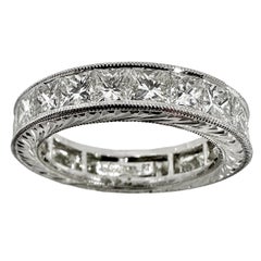 Platinum Eternity Band with Princess Cut Diamonds Weighing 4.42 Ct. Total