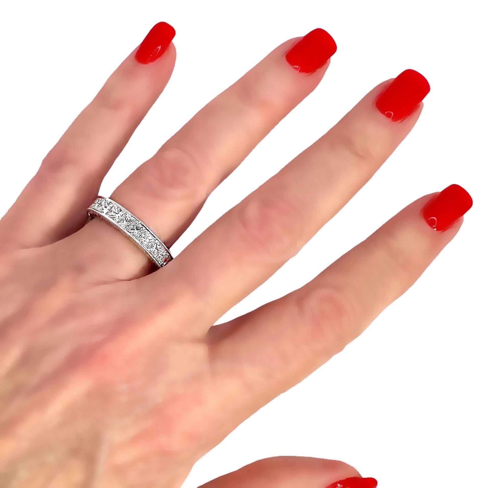 Platinum Eternity Band with Princess Cut Diamonds Weighing 4.42 Ct. Total For Sale 2