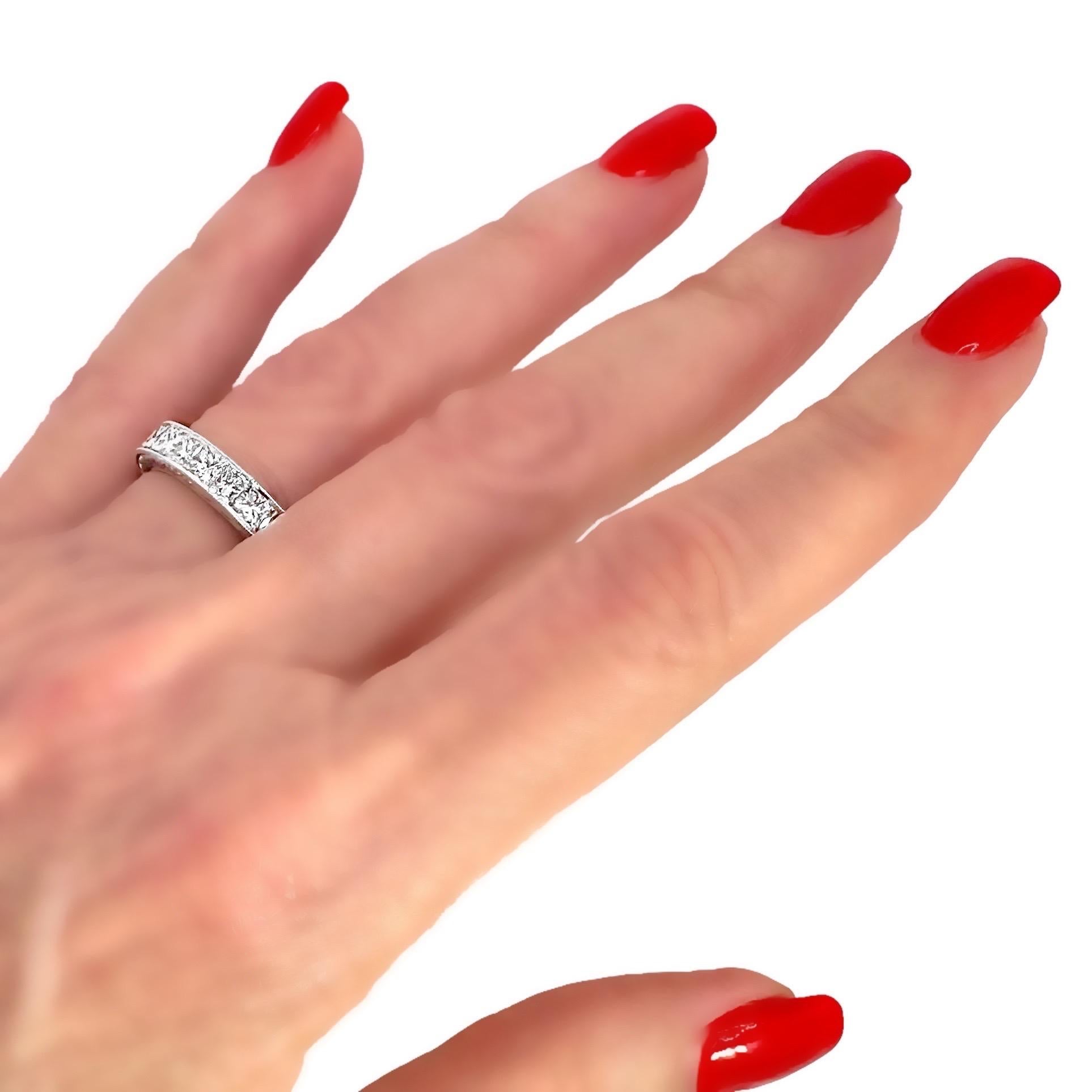Platinum Eternity Band with Princess Cut Diamonds Weighing 4.42 Ct. Total For Sale 3