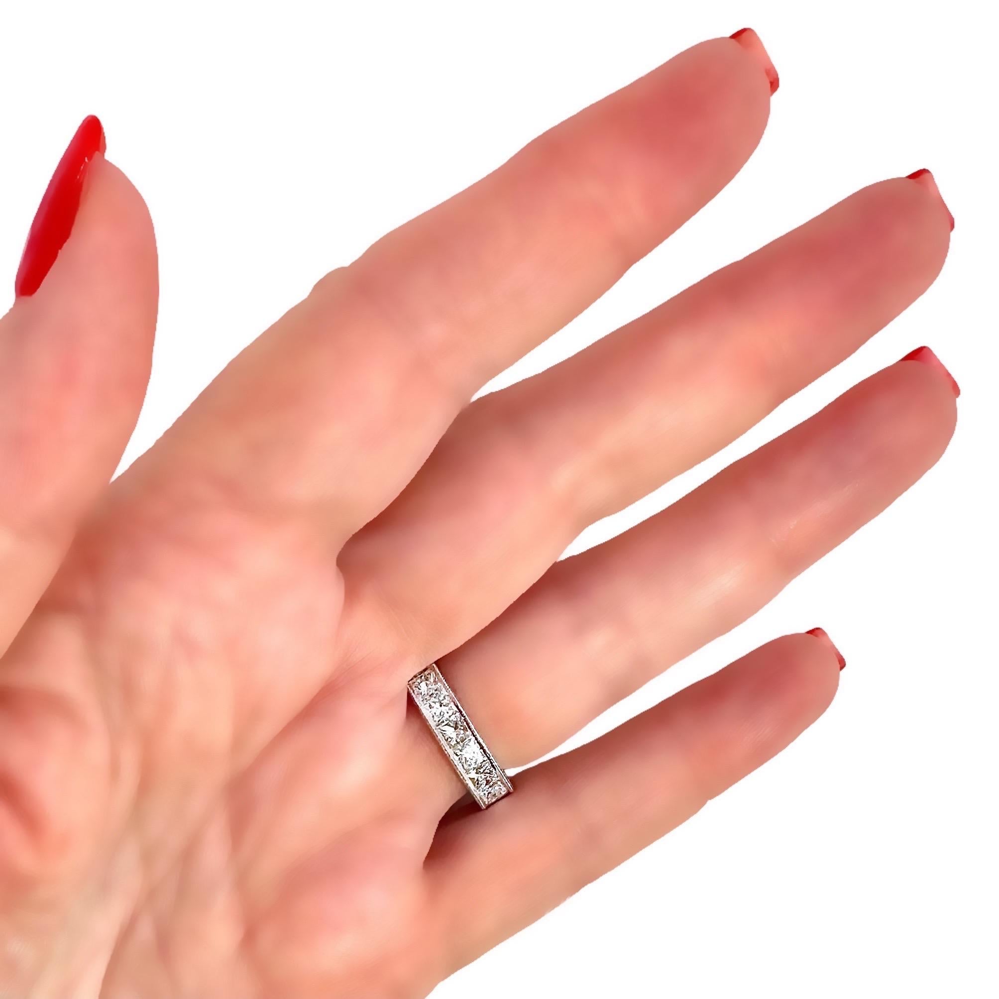 Platinum Eternity Band with Princess Cut Diamonds Weighing 4.42 Ct. Total For Sale 4
