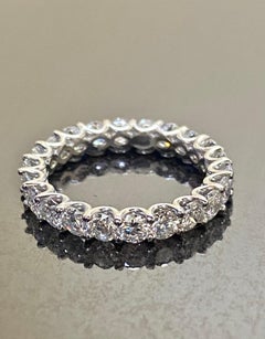 Platinum Eternity French U Pave Round Diamond Engagement Band