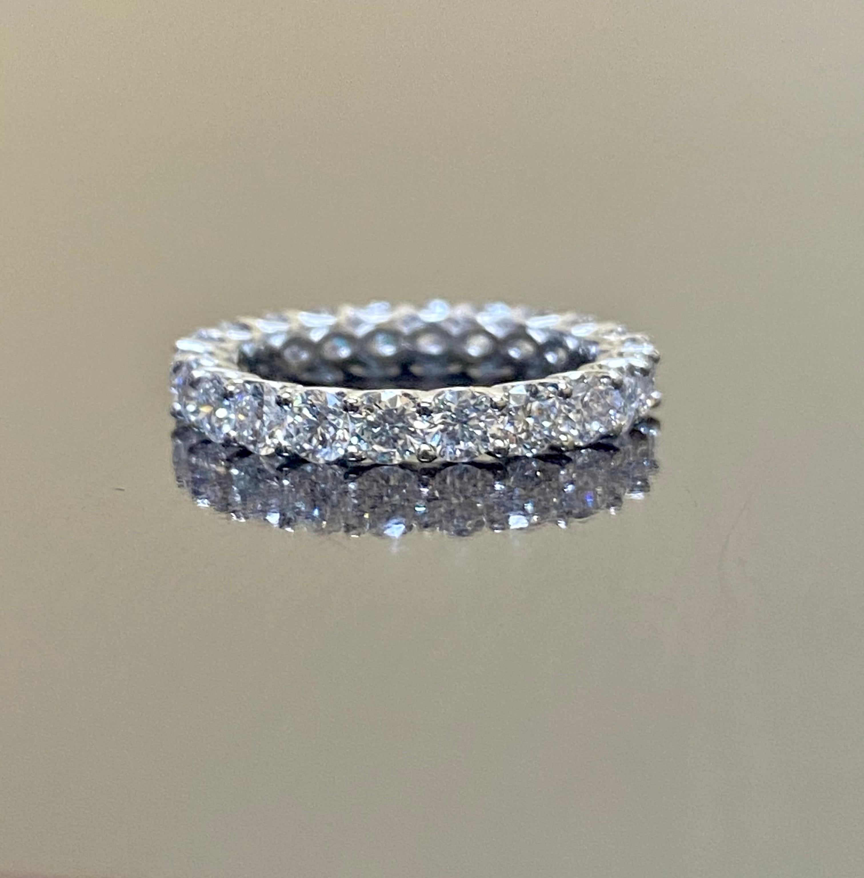 Platinum Eternity French U Pave Round Diamond Engagement Band  In New Condition For Sale In Los Angeles, CA