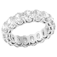 Platinum Eternity Ring 4.54 cts Oval Cut Natural Diamonds F VS1