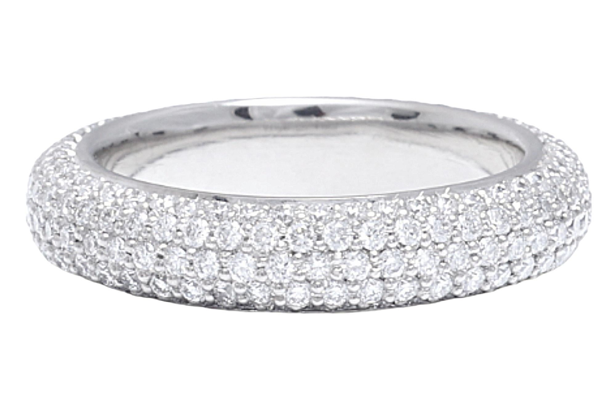 Artisan Platinum Eternity Ring with 1.89 ct. Diamonds Completely Hand Made For Sale