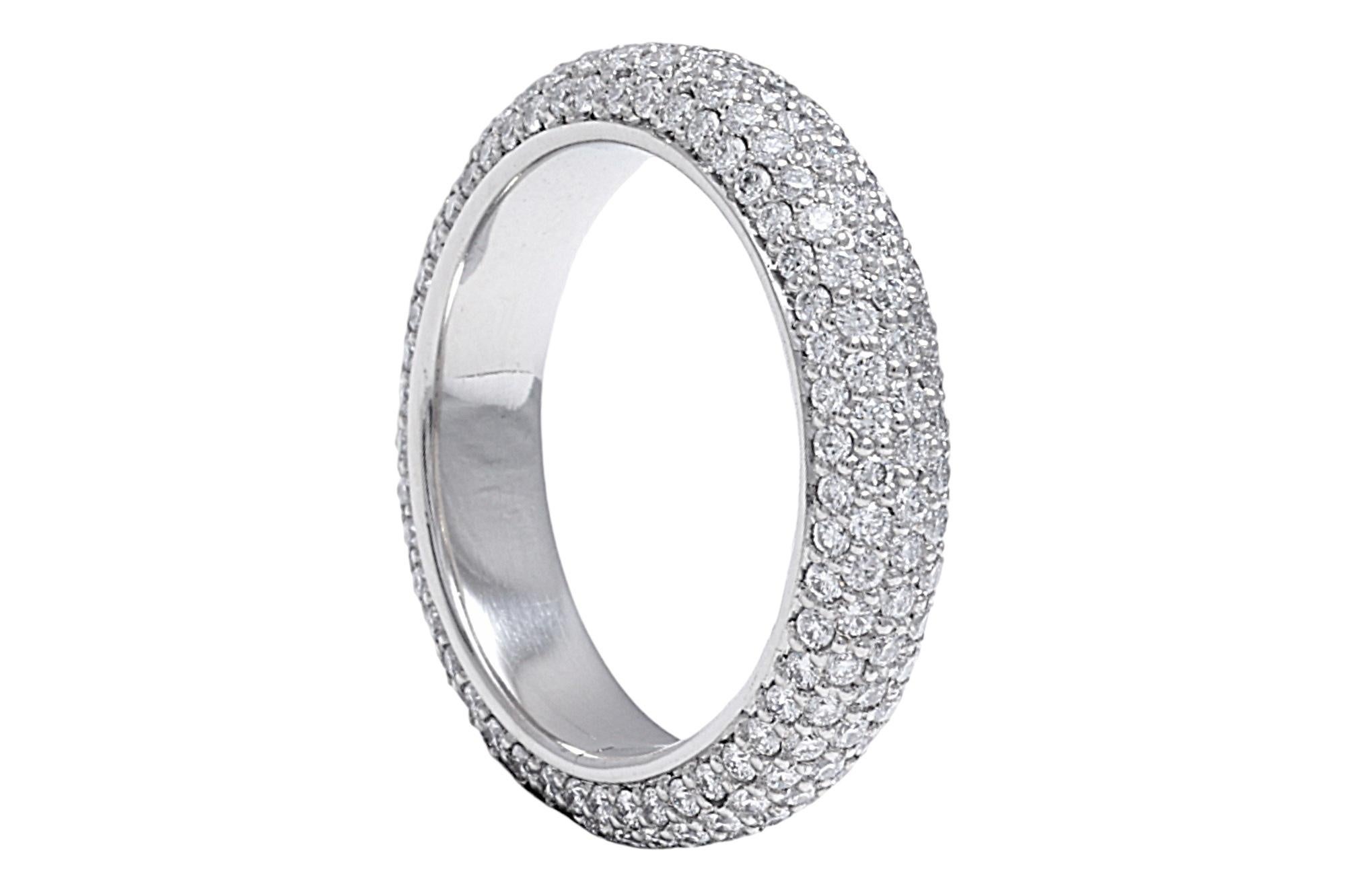 Brilliant Cut Platinum Eternity Ring with 1.89 ct. Diamonds Completely Hand Made For Sale
