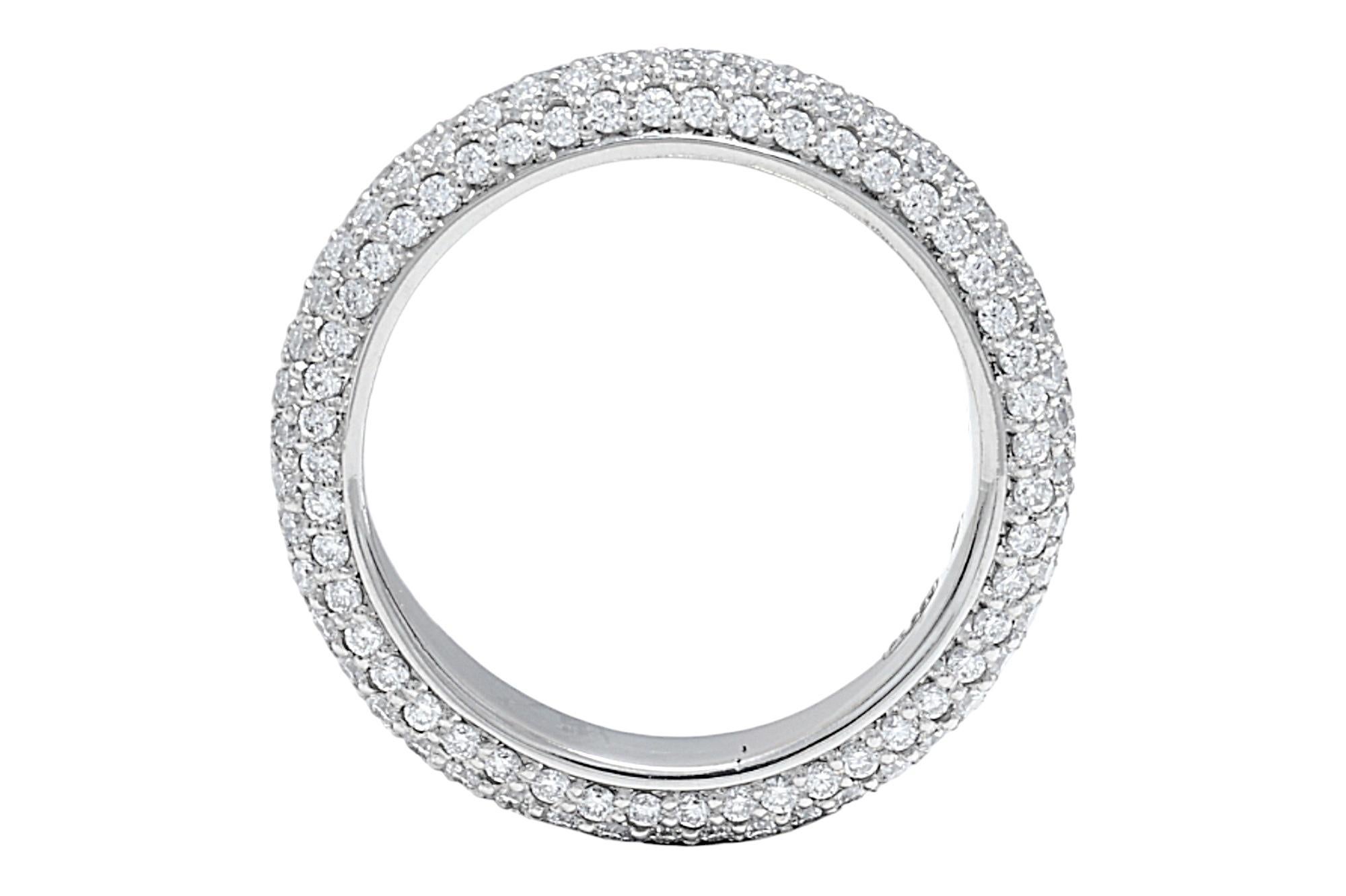 Women's or Men's Platinum Eternity Ring with 1.89 ct. Diamonds Completely Hand Made For Sale