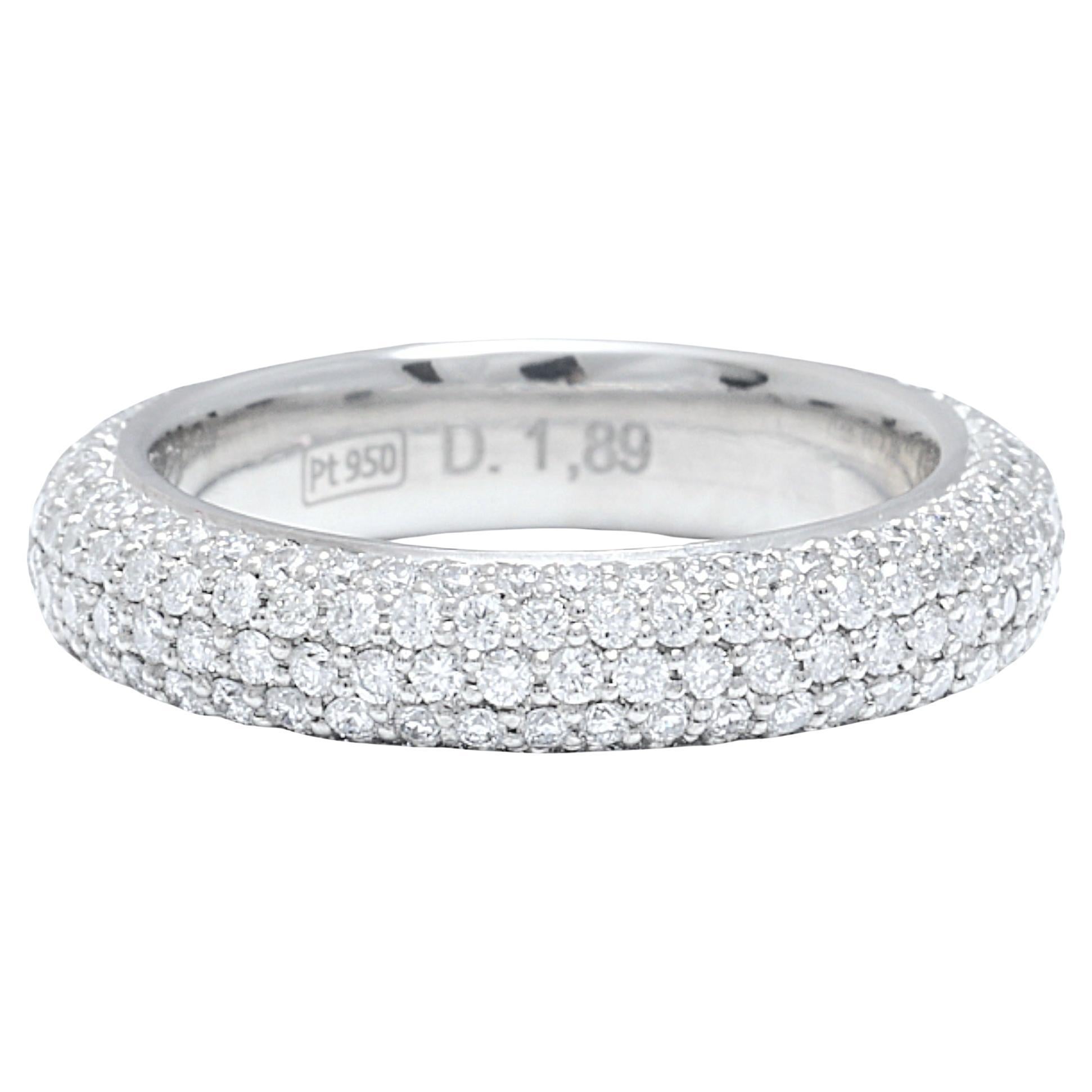 Platinum Eternity Ring with 1.89 ct. Diamonds Completely Hand Made For Sale