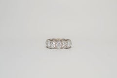 Platinum Eternity Ring with Round Brilliant Cut Diamond Halo Layout, 5.01ct