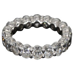 Platinum Eternity Wedding Band with Oval Diamonds - Size 5.5