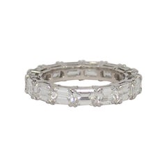 Platinum Eternity Wedding Ring with Emerald Cut Diamonds, 4.48 Carats