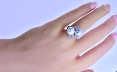 Platinum, European Cut Diamond & Light Pastel Color Pearl  Ring, circa 1935