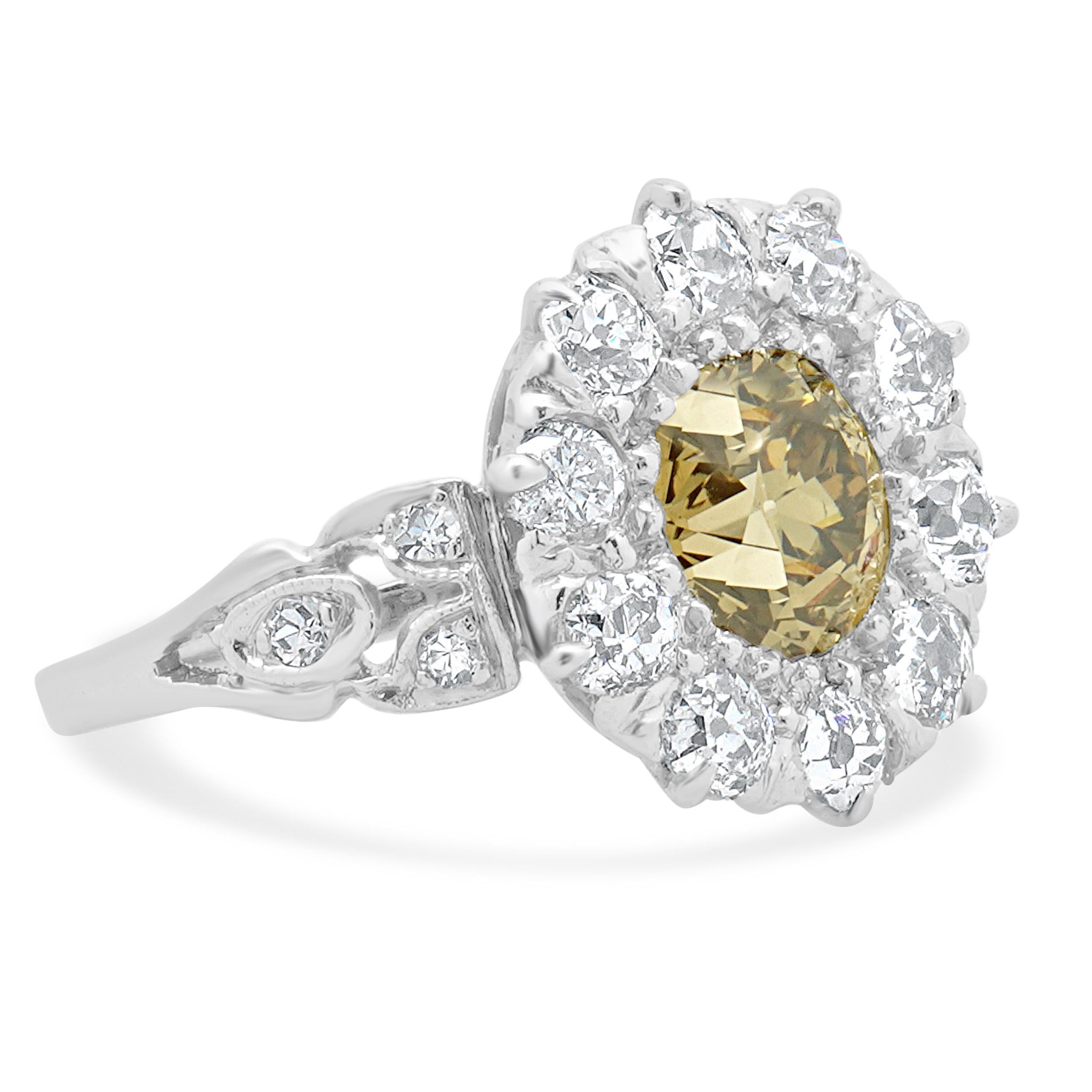 Old European Cut Platinum European Cut Vintage Diamond Engagement Ring For Sale