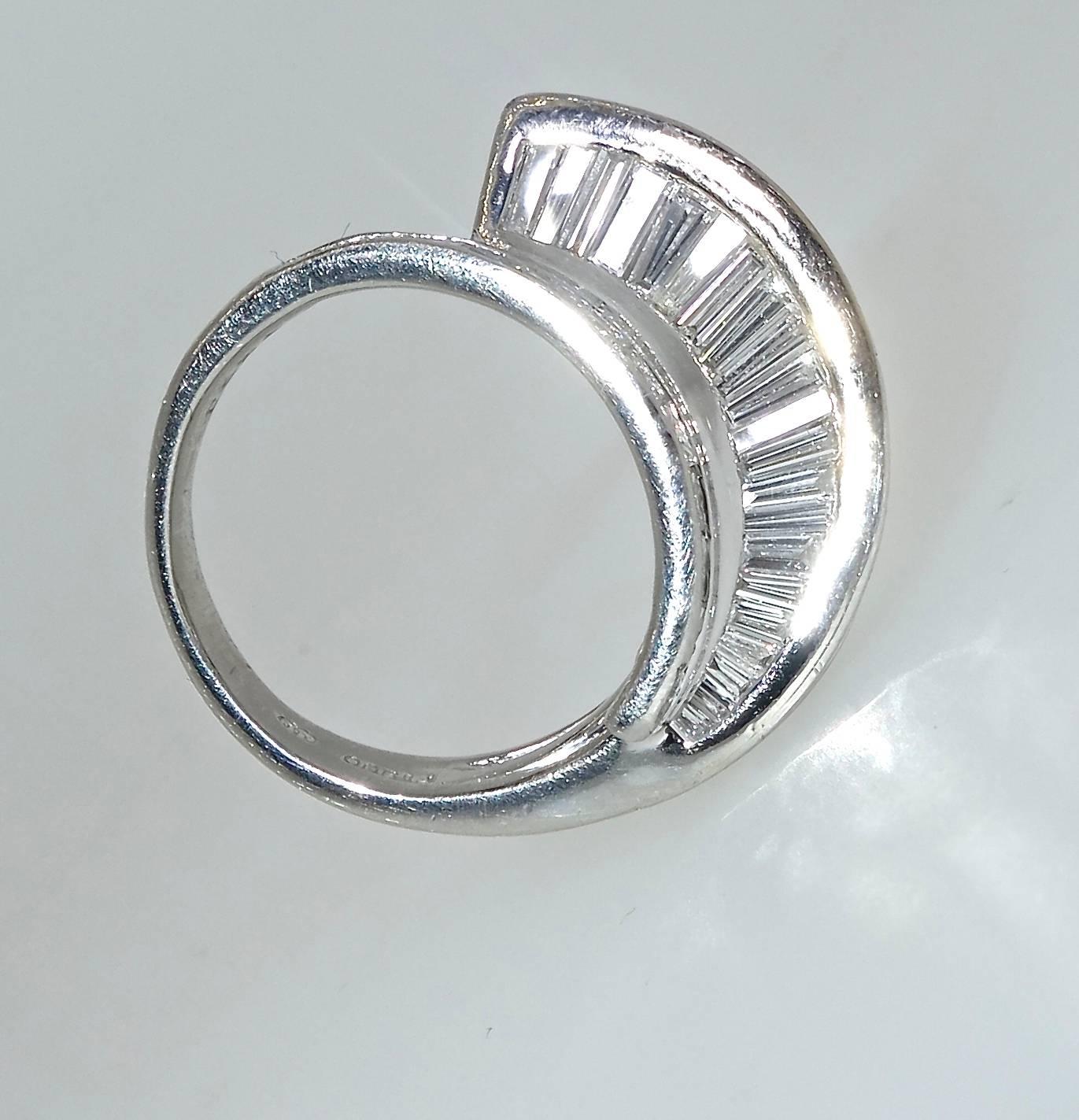 Modern Platinum Fancy Baguette Diamond Geometric Ring