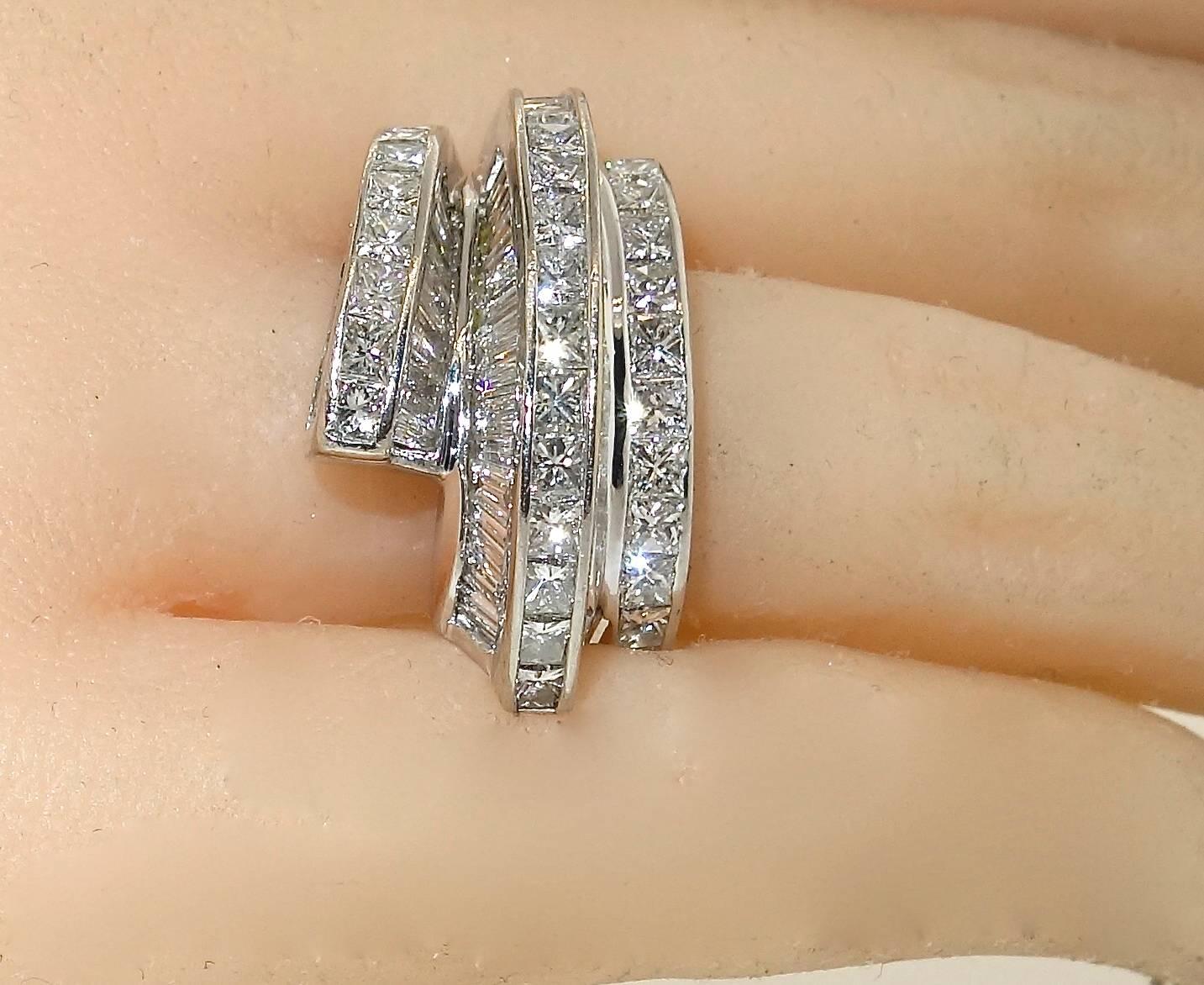 Platinum Fancy Baguette Diamond Geometric Ring 2