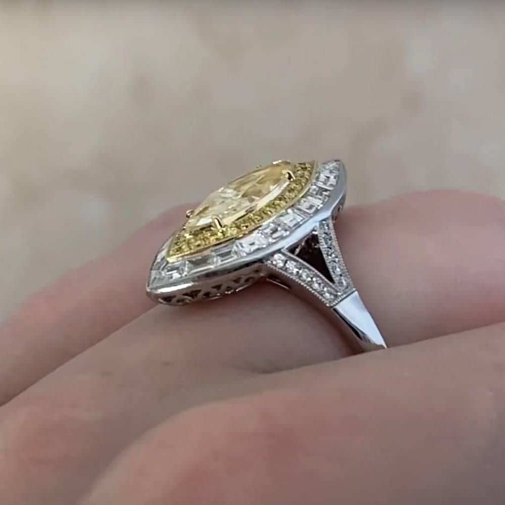 Platinum Fancy Diamond Marquise Cut Engagement Ring (Approx. 0.70-Carats) In Excellent Condition For Sale In New York, NY