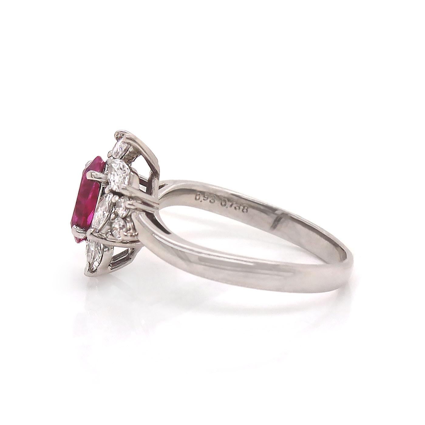 Platin Fancy Rosa Saphir und Diamant Kleidring Damen im Angebot