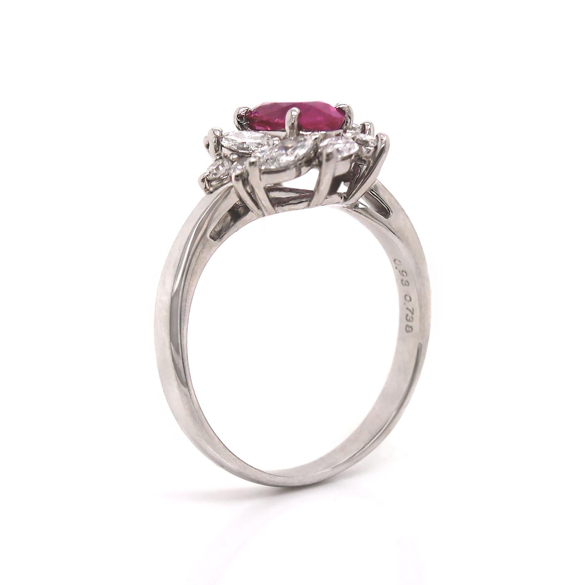 Platin Fancy Rosa Saphir und Diamant Kleidring im Angebot 1