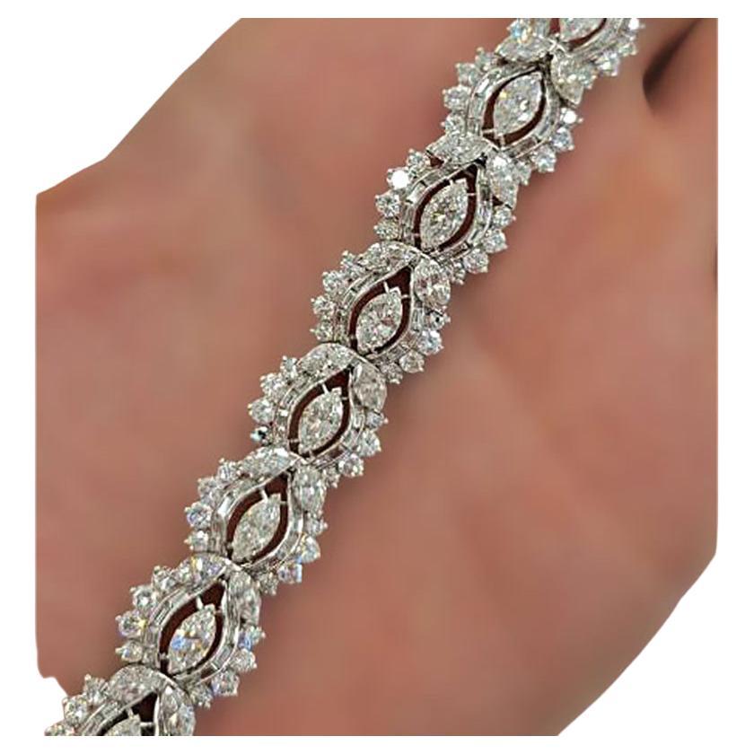 Platinum Fancy Shape Diamond Tennis Bracelet