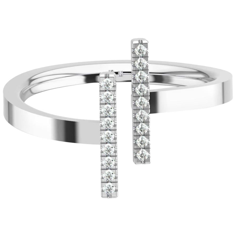 Platinum Fano Diamond Ring '1/10 Carat' For Sale