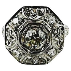 Vintage Platinum Filigree and Diamond Ring Size 4.75 #21167