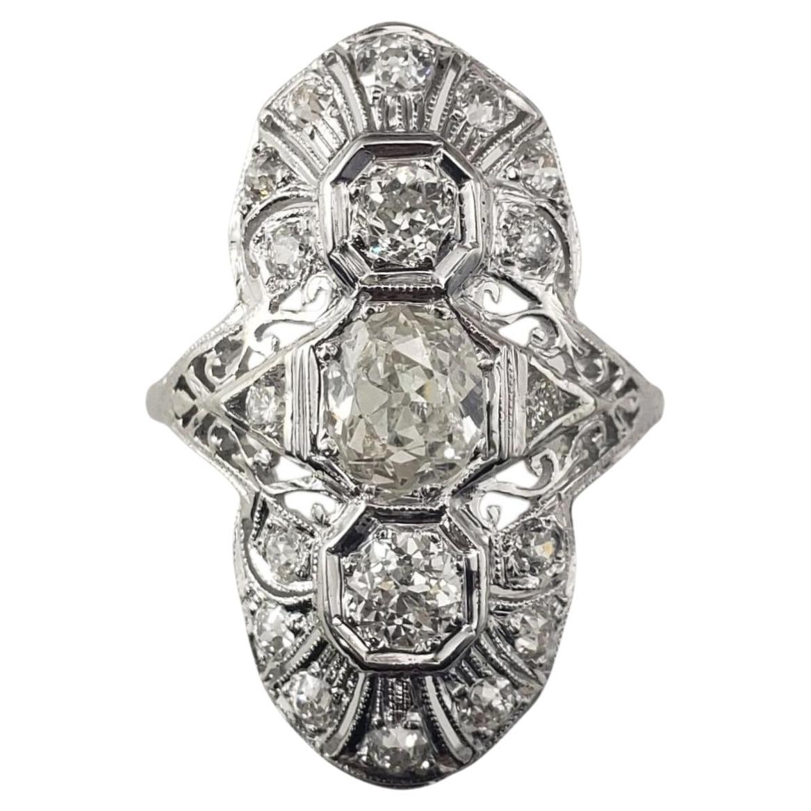 Platinum Filigree and Diamond Ring Size 8.5 JAGi Certified #22646
