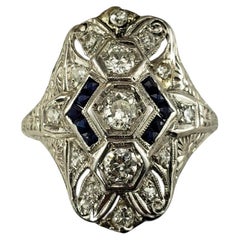 Platin Filigraner Diamant- und Saphirring aus Platin Größe 7,5 #19532