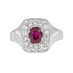 Platinum Fine 1.05 Carat Ruby 0.75 Cttw Diamond Ring