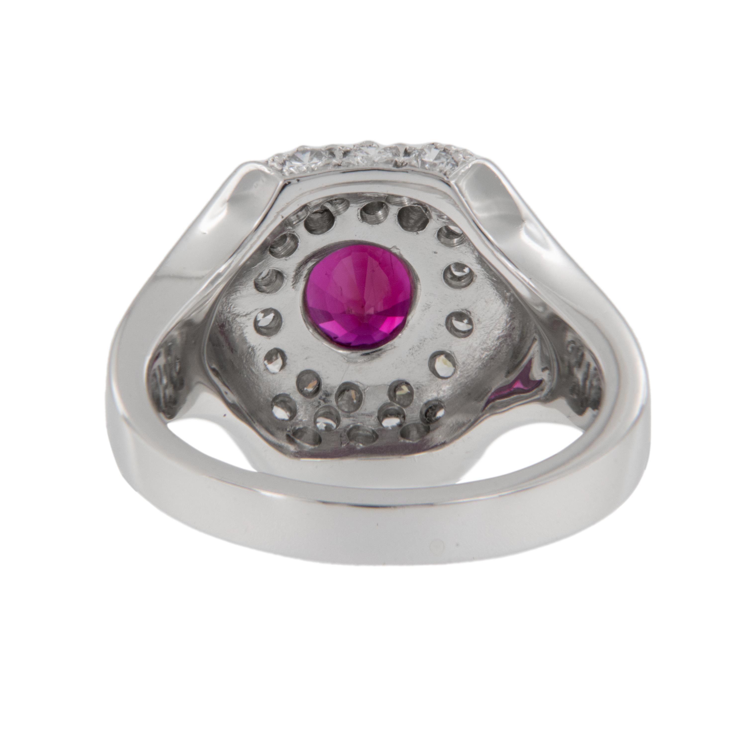 Platinum Fine 1.05 Carat Ruby 0.75 Cttw Diamond Ring In New Condition For Sale In Troy, MI