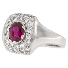 Platinum Fine 1.05 Carat Ruby 0.75 Cttw Diamond Ring