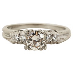 Antique Platinum Five Stone Diamond Engagement Ring