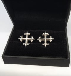Platinum Fleur de Lis Cross Cuff Links