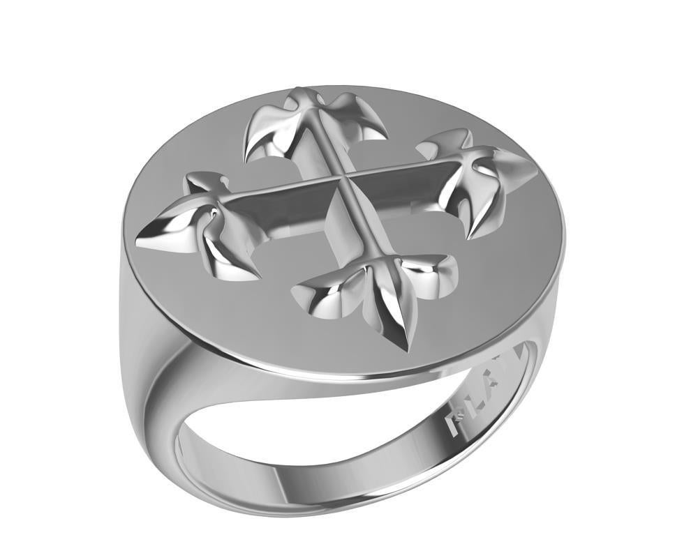 For Sale:  Platinum Fleur-de-Lis Signet Ring 2