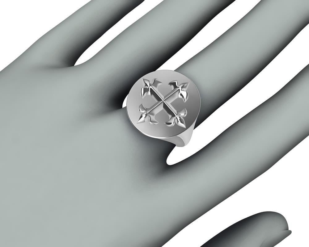 For Sale:  Platinum Fleur-de-Lis Signet Ring 6