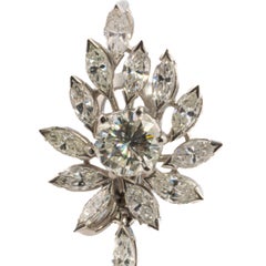 Platinum Floral Diamond and Pearl Drop Earrings