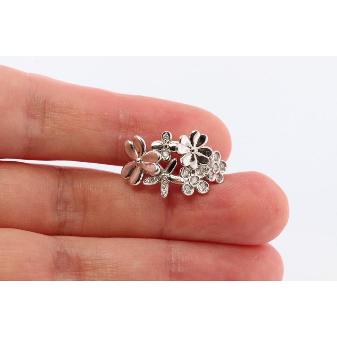Anillo en racimo de flores de platino. Banda con diamantes engastados en bisel Ramo de flores de margarita. Pesado en Bueno estado para la venta en Port Charlotte, FL
