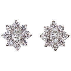 Platinum "Flower" Diamond Earrings
