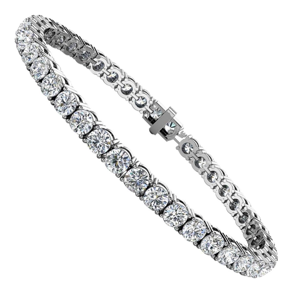 Bracelet tennis en platine à quatre griffes avec diamants de 10 carats