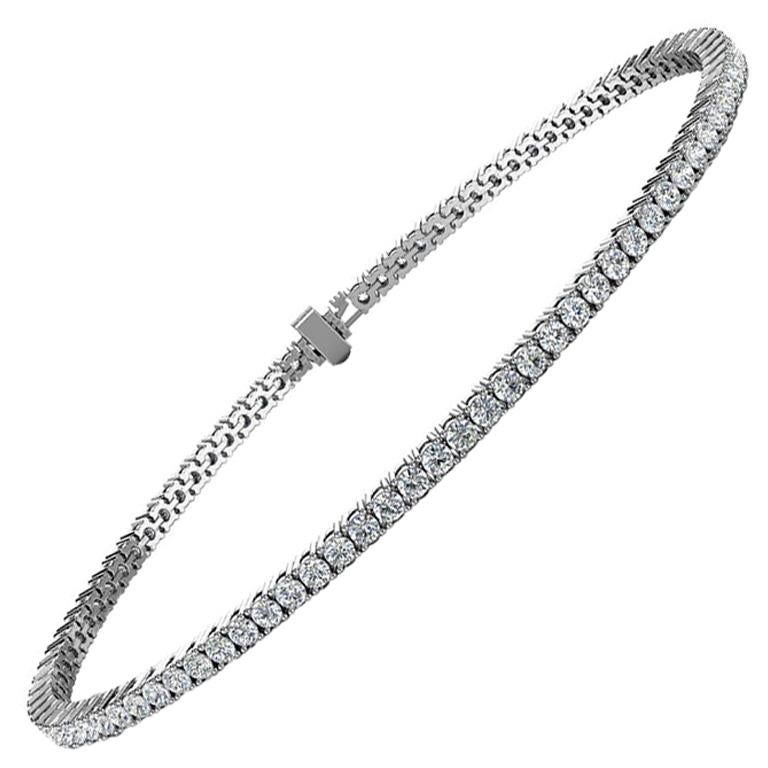 Platinum Four Prongs Diamond Tennis Bracelet '2 Carat' For Sale