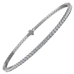 Platin Tennisarmband mit vier Zacken und Diamanten '2 Karat'