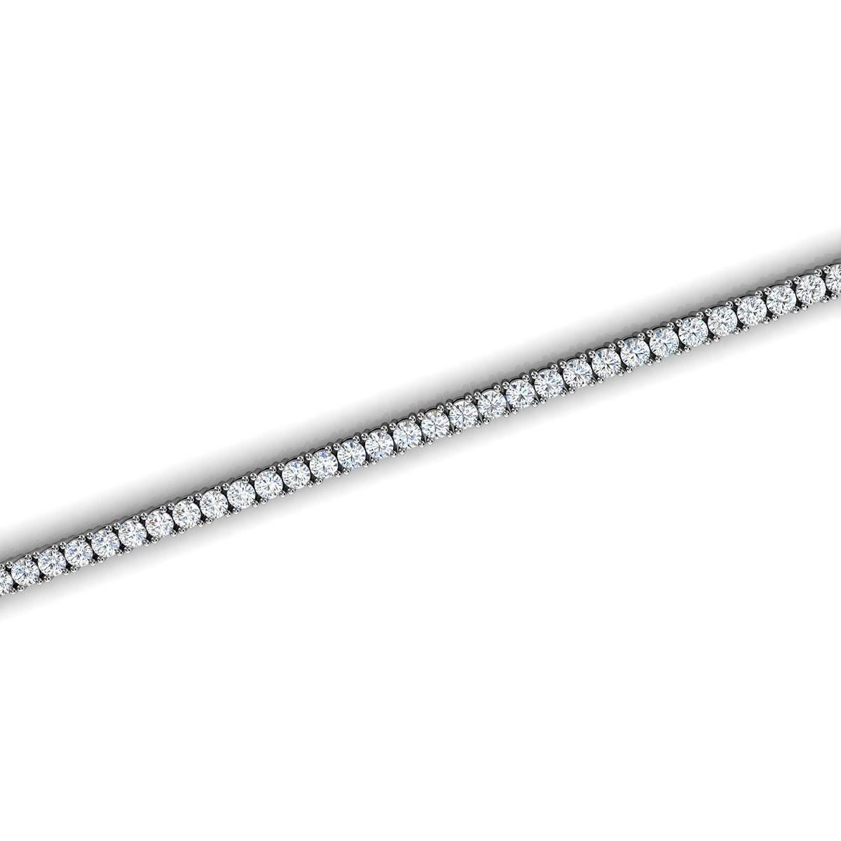 Taille ronde Bracelet tennis à quatre griffes en platine avec diamants 3 carats tw en vente