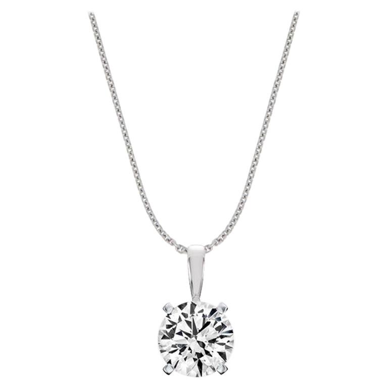 Platinum Four Prongs Natural Diamond Pendant '2 Carat' For Sale