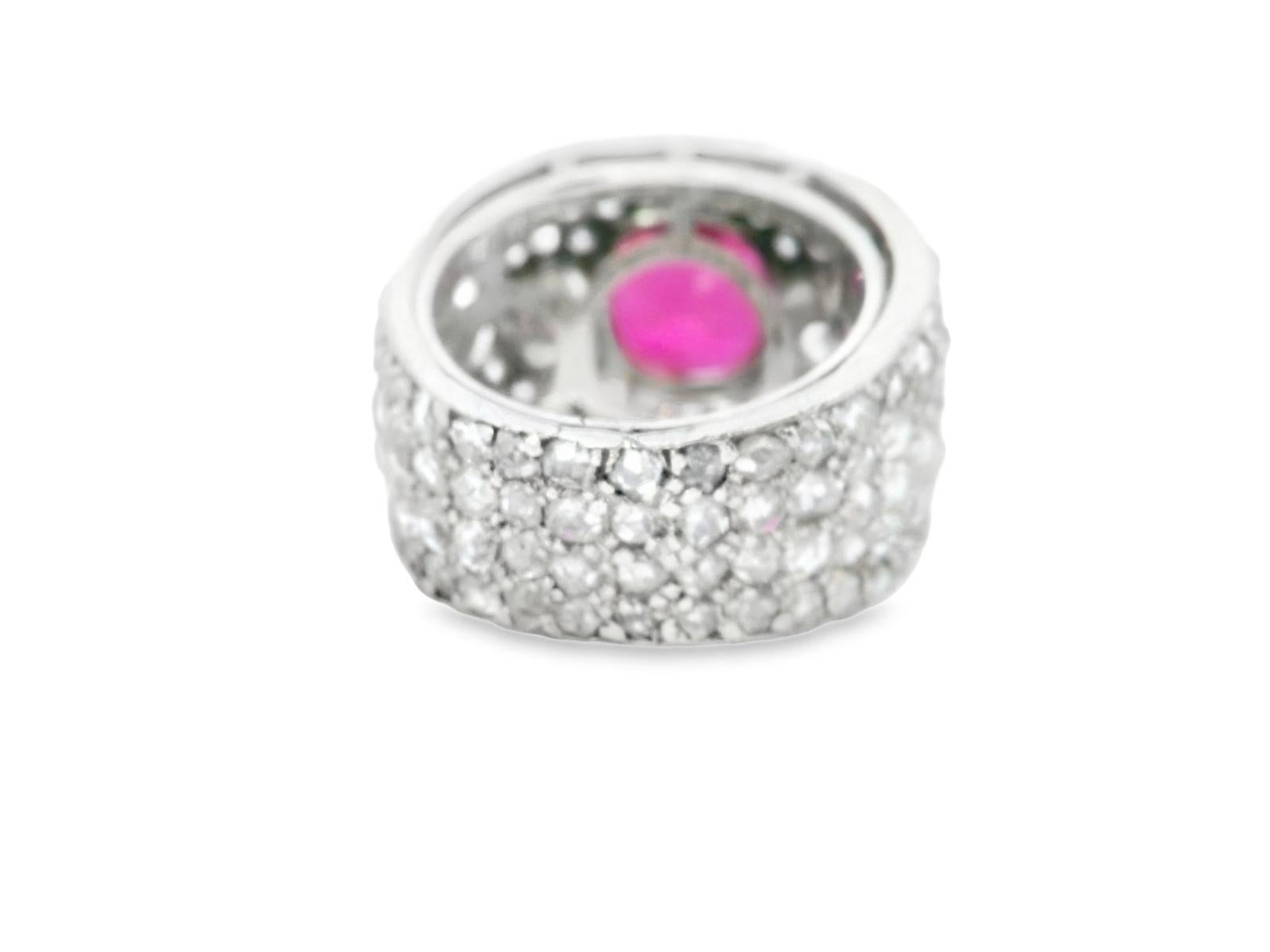 Oval Cut Platinum French 1940s Burma  Ruby & Diamond Ring  - 14GRAM -R2.61cts -D2.50cts